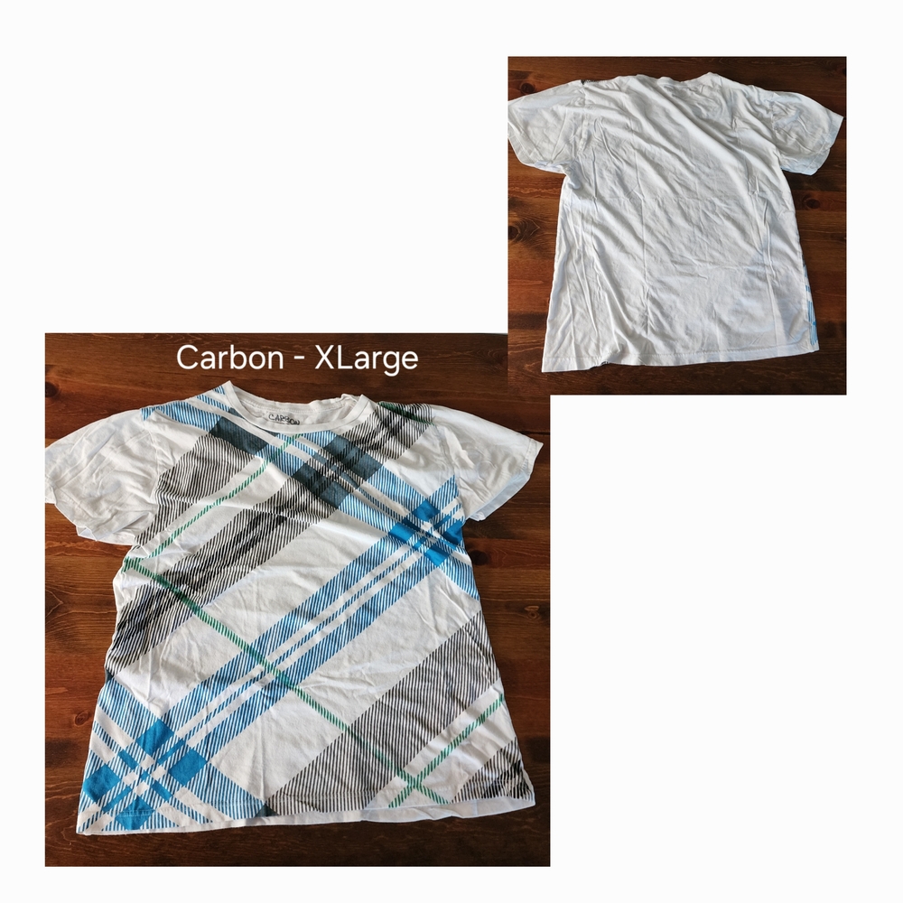 Carbon Mens Short Sleeve Tee - White, Blue, and Black Plaid